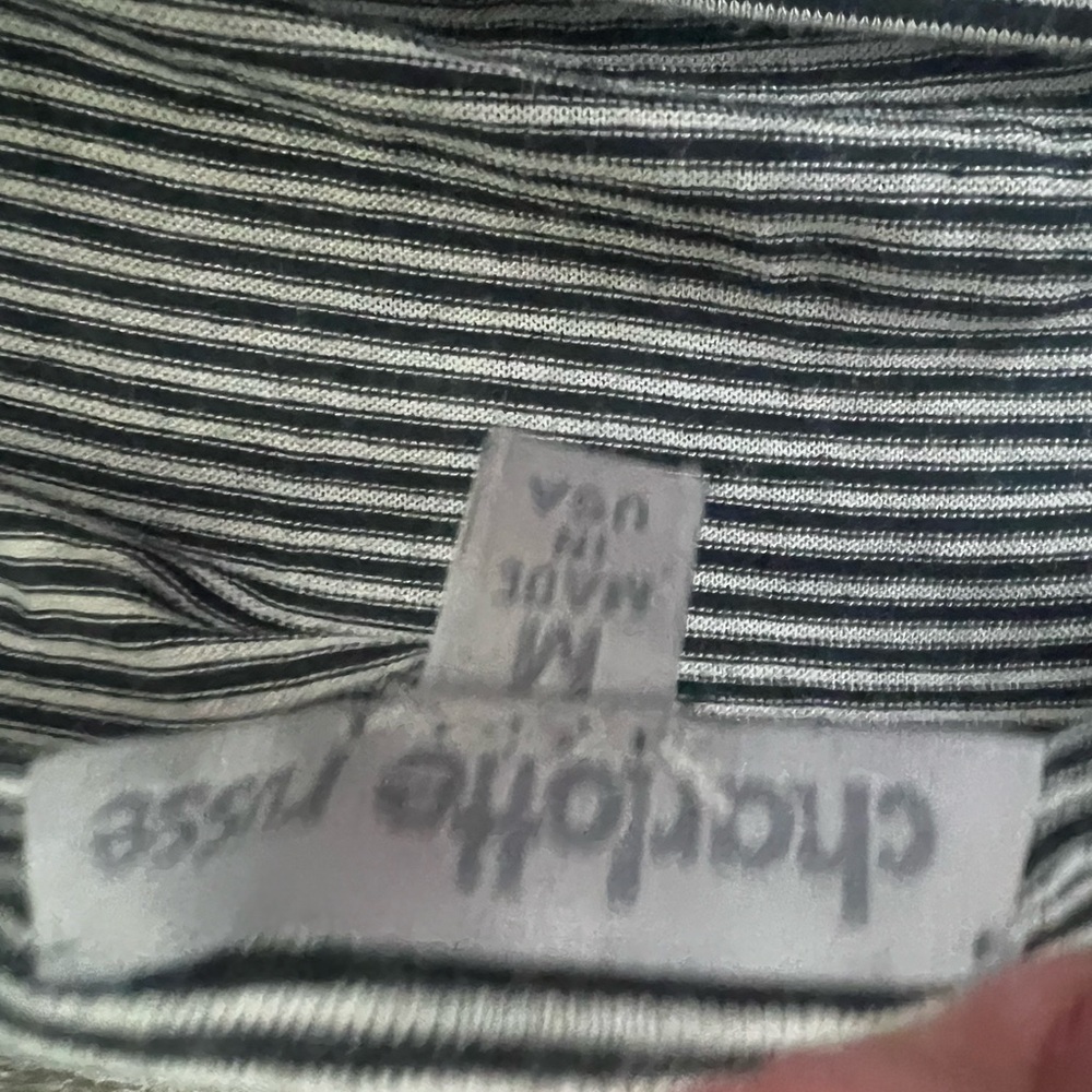 Charlotte Russe Black and White Striped Crop Top